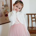 thumbnail image 4 of CPNG Toddler Girls Knit Open Front Shrug Long Sleeve Lace Bolero Cardigan Sweater Kids Cute Shawl Jacket with Button Closure Dress Cover Up Streewear, 4 of 9