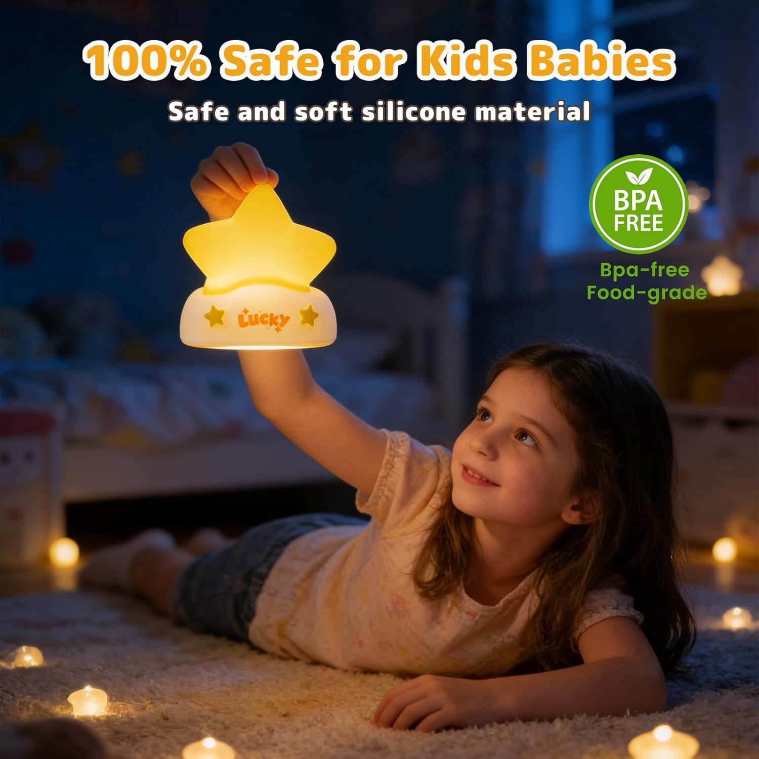 Star Night Light for Kids Toddler Baby, Squishy Silicone Touch Lamp with 3 Levels Brightness, Rechargeable Portable Bedside Light with Timer Off, Gifts for Boys Girls
