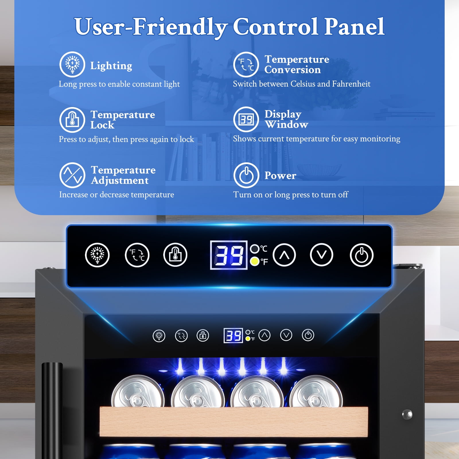 TITTLA Beverage Refrigerator with Glass Door,130 Cans 3.1 Cubic Feet Under Counter ,with Basket Design for Soda, Beer or Fruit,,Black