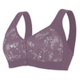 thumbnail image 3 of Byworldtasic Plus Size Front Closure Floral Bra for Women Wirefree Breathable Cotton Wide Strap Comfort Everyday Sleep Bra, 3 of 9