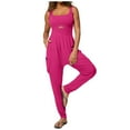 thumbnail image 2 of OVBMPZD Workout Women's Jumpsuit Yoga Athletic Pink Pockets Cutout One Piece Jumpsuits Rompers for Women 2025 M, 2 of 9