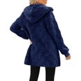 thumbnail image 4 of Plush Jacket Womens Light Jacket, Basic Solid Color Long Sleeve Coat with Side Pockets, Essential Layering Piece for Unpredictable Weather and Travel PackingNavyXL, 4 of 4
