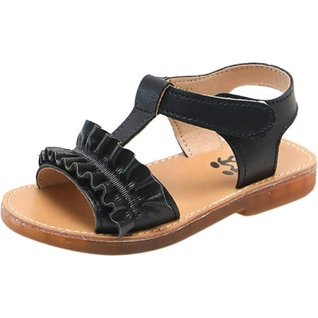

Girls Sandals Open Toe T-Strap Sandals Hook Loop Rubber Shoes Summer for Toddler/Little Kid/Big Kid