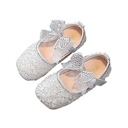 

ASEIDFNSA Little Girl Slides Size 12 Kids Rain Shoes Performance Dance Shoes for Girls Childrens Shoes Pearl Rhinestones Shining Kids Princess Shoes