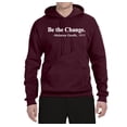 thumbnail image 2 of Inspirational Quote Be the Change by Mahatma Gandhi 1913 Unisex Graphic Hoodie Sweatshirt, Maroon, Medium, 2 of 3