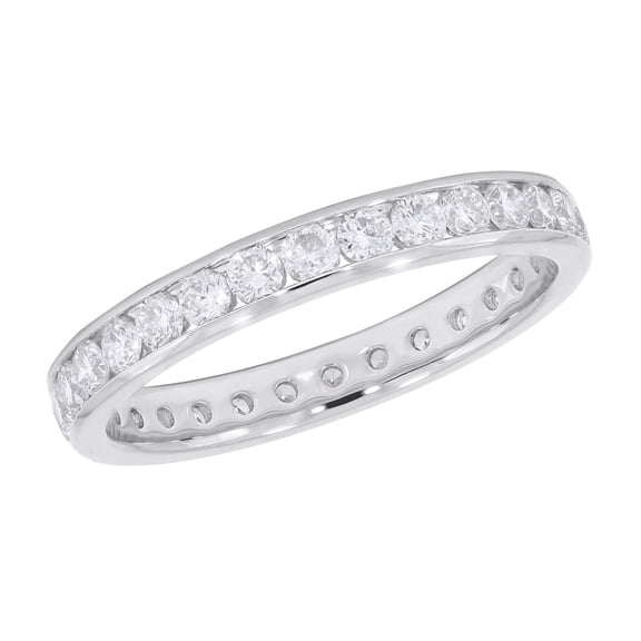 Clearance 1.00Ct FG/VS Round Lab Grown Diamond Channel Set Wedding Band For Women 14K White Gold Size 6