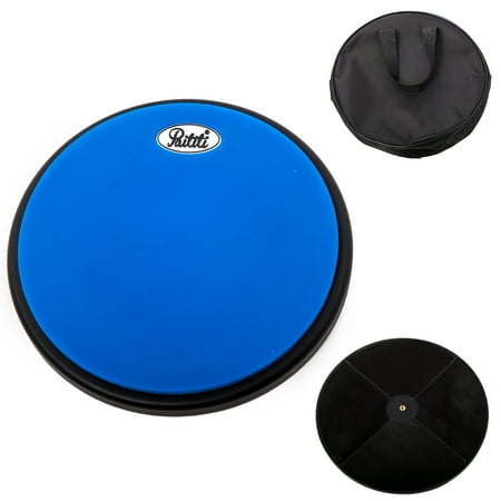 PAITITI 8 Inch Silent Portable Practice Drum Pad Round Shape with Carrying Bag Blue Color  - Bonus 7A