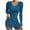 Blue, variant on Annhoo Fall Tops for Women Elegant Slim Long Sleeve V Neck Knitted Tees Fashion Side Slit Dressy Shirts
