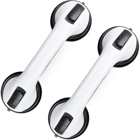 YUHUINCZRY Grab Bars for Bathtubs and Showers, 2 Pack Shower Handle 12 Inch Strong Suction Shower Bar Black/White