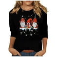 thumbnail image 2 of Meichang Hauts de Noël pour Femmes Manches 3/4 Col Rond Gnomes Graphiques T-Shirts Blouse Décontractée de Vacances en Solde Cadeaux de Noël, 2 of 4