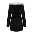 thumbnail image 3 of Hfyihgf Long Puffer Jacket Womens Winter Fleece Lined Parka Jacket Plus Size Thick Drawstring Ski Windbreaker Coat Outwear with Fur Hood(Black,XXL), 3 of 3