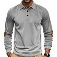 thumbnail image 4 of Men's Long Sleeve Sweatshirt Corduroy Spread Collar Elbow Panel Button Up Ribbed Pullover for Men with Elbow Patches Light Gray L, 4 of 7
