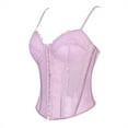 thumbnail image 3 of JGGSPWM Women's Spaghetti Strap Mesh Floral Lace Corset Tops Lace-Up Bustier Going Out Date Night Party Crop Cami Top Purple M, 3 of 5