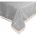 thumbnail image 2 of Zhuge Cotton Linen Square Tablecloth Tassel Plaid Table Cloth for Dining Kitchen Room Tabletop Decoration, 52" x 52", 2 of 5