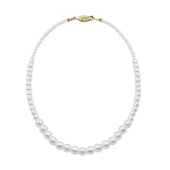 #9590-16 - Graduated Simulated Ivory Pearl Necklace - 16"