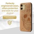 thumbnail image 2 of Case Yard Wooden Case Outside Soft TPU Silicone, Slim Fit Shockproof Wood Protective Phone Cover for Girls Boys Men and Women, Supports Wireless Charging Half Skull Design case for iPhone-12-Mini, 2 of 7