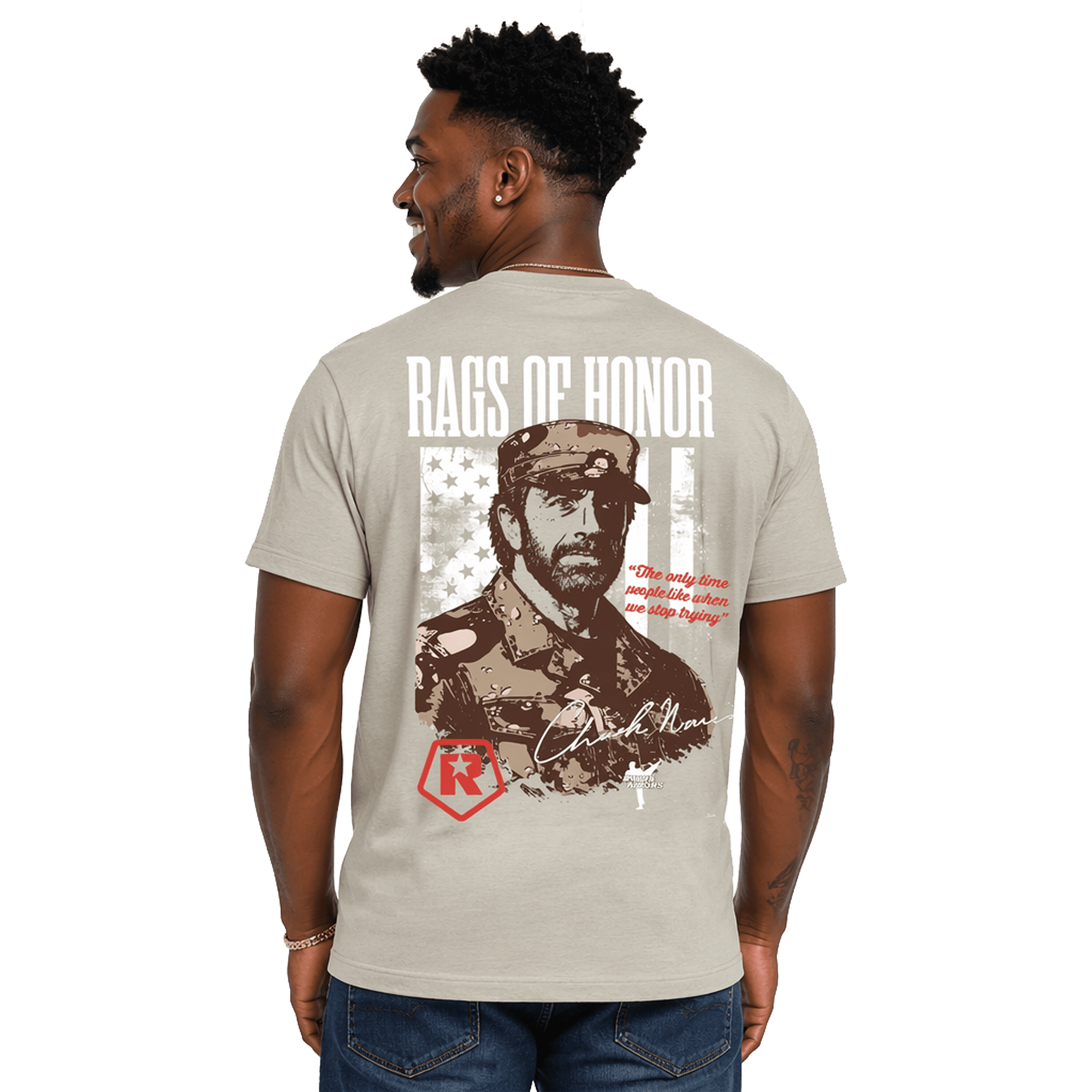 Rags of Honor x Chuck Norris Quotation Flag Graphic Tee Shirt, Men's Sizes S-2XL