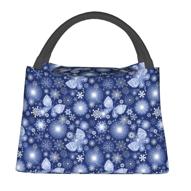 Fotbe Beautiful Snowflake Butterfly Bolsa Térmica Portátil con Estampado, Bolsa de Entrega de Alimentos Aislada, Bolsa Reutilizable de Gran Capacidad para Comidas y Supermercado