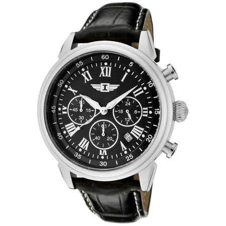 I by Invicta Men's Chronograph Black Textured Dial Black Leather