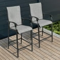 thumbnail image 3 of Nuu Garden Patio Textilene Bar Stools Set of 2, 23" High Backrest Outdoor Bar Stools with Metal Legs for Kitchen Patio Garden, Gray, 3 of 10