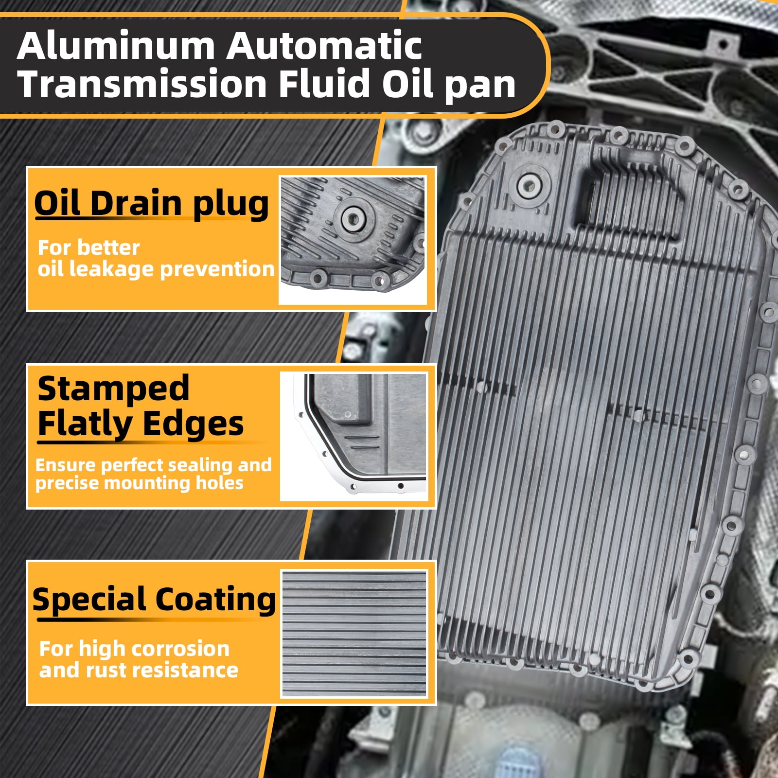 Aluminum Automatic Transmission Fluid Oil Pan 6HP19 Replacement for BMW E60 E70 E82 E85 E90 E92 E93 F01 OE24152333907