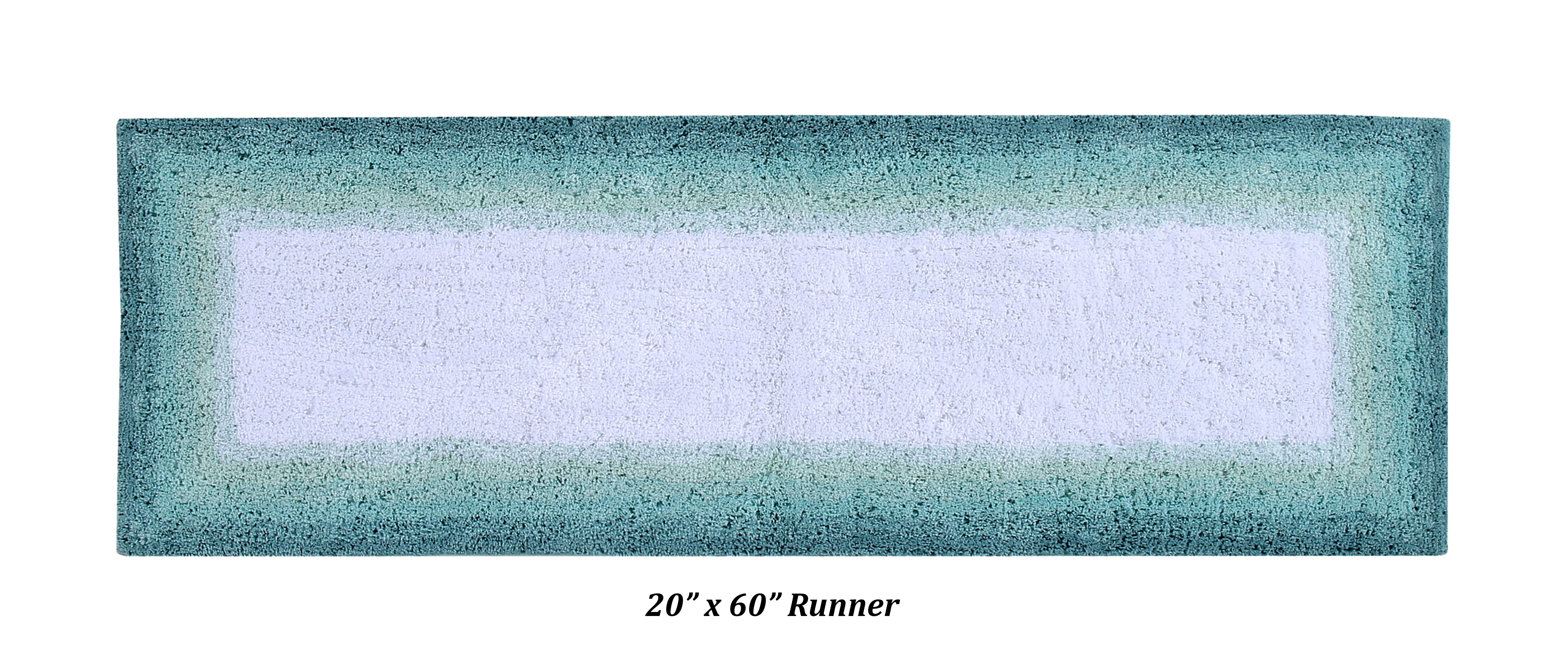 Better Trends 20" x 60" Bathroom Runner Mat 100% Cotton, Extra Soft Tufted Bath Rug, Water Absorbent & Non Slip Bath Mat, Turquoise Torrent Collection
