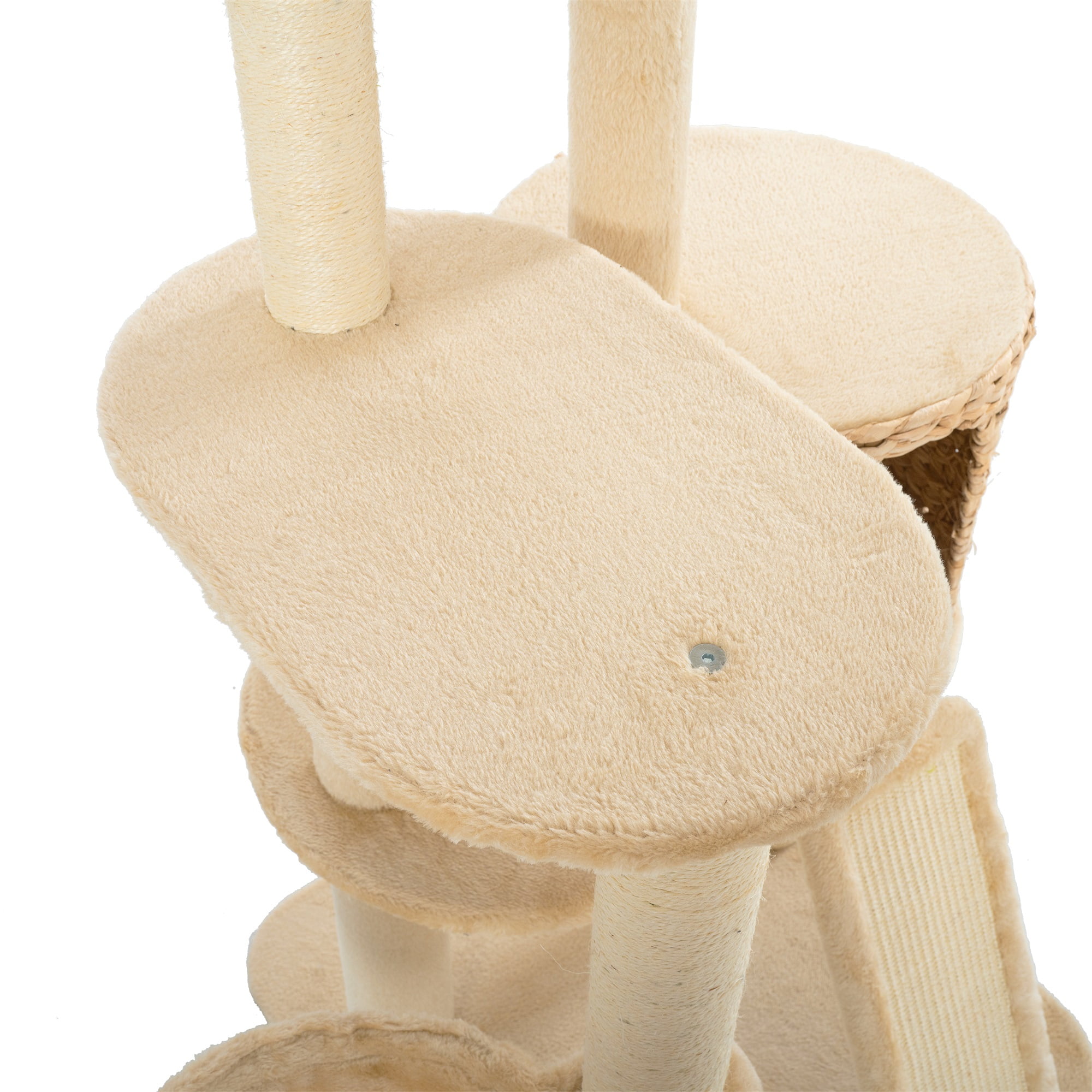 Pefilos 61" Cat Tree Tower for Indoor Cats, Plush Multi-Level Cat Condo with 1 Perches, 2 Caves, Cozy Basket and Scratching Board, Beige Pefilos 61" Cat Tree Tower for Indoor Cats, Plush Multi-Level Cat Condo with 1 Perches, 2 Caves, Cozy Basket and Scratching Board, Beige