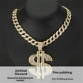 thumbnail image 2 of Hip Hop Currency Design Pendant Necklace With 15mm Crystal Cuban Chain HipHop Iced Out Bling Necklaces Men Women Fashion Charm Jewelry, 2 of 6