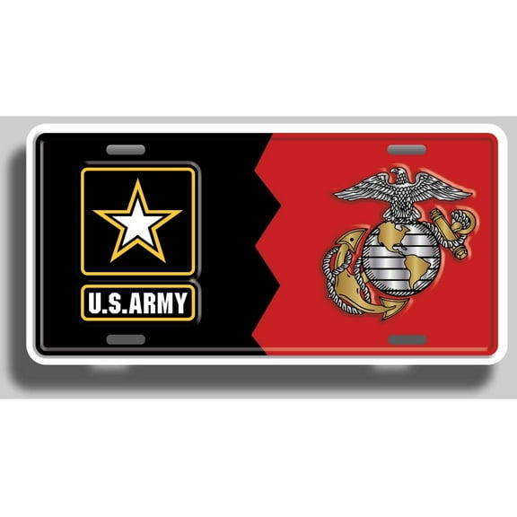 US Army-USMC House Divided Embossed Custom License Plate