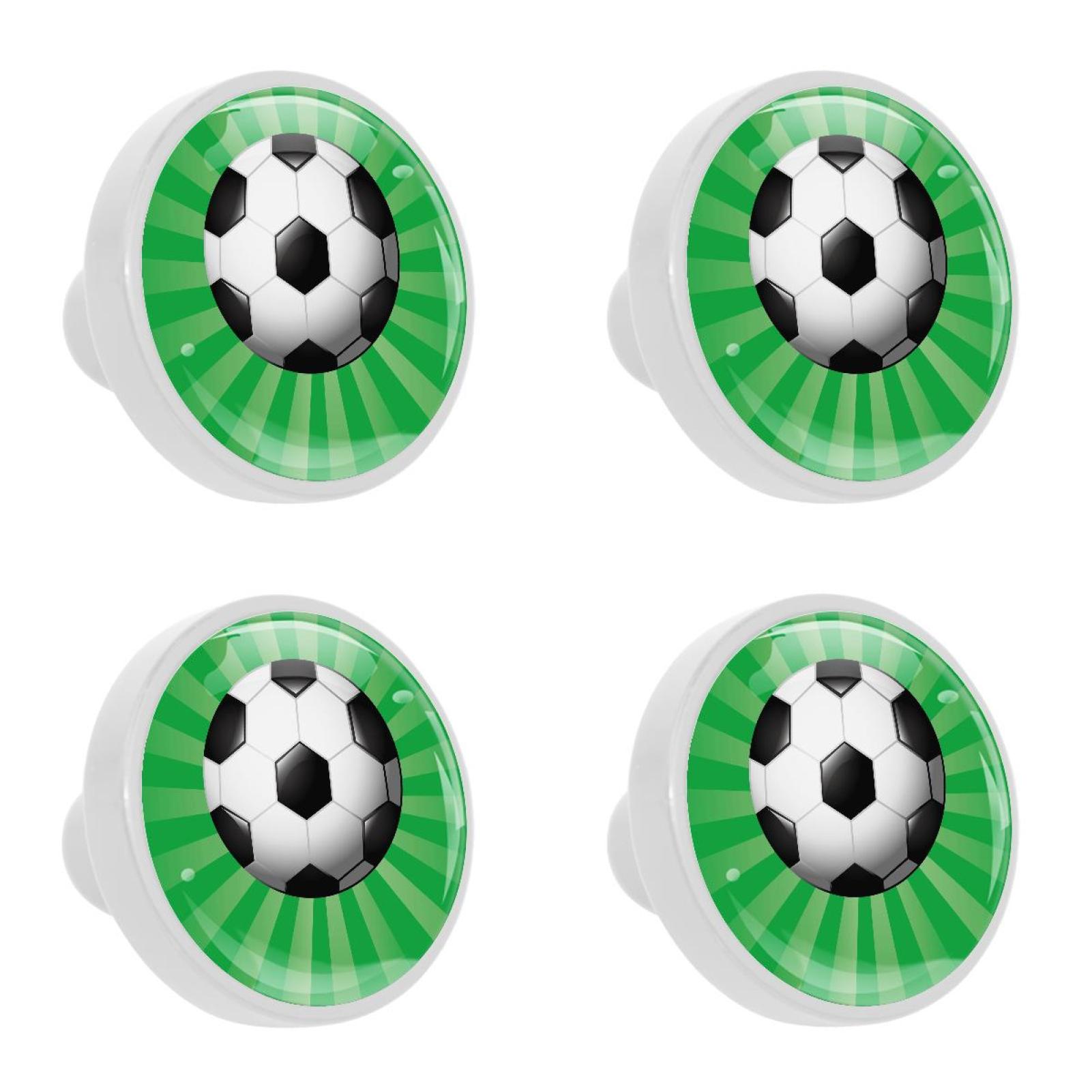 Ownta 4Pcs Kitchen Knob Round Soccer Football Green Background