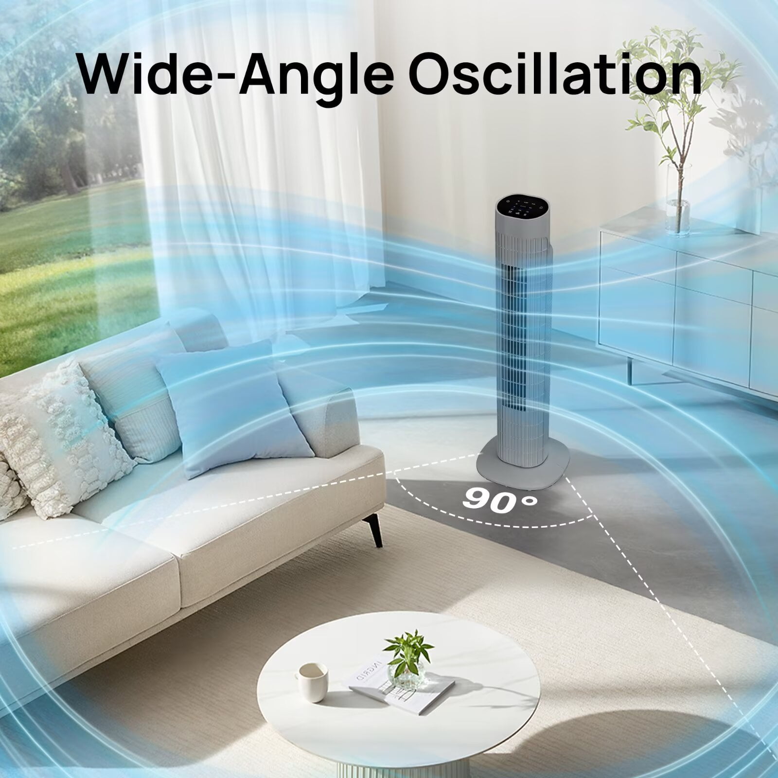 Tower Fan for Bedroom, 31" Oscillating Electric Fan with Remote, 3 Modes, Quiet Fan for Home, Office(Gray)