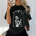 thumbnail image 1 of Pntutb Mujer Damas Mangas con hombros caídos Camiseta de manga corta suelta con estampado de calavera retro desgastado Pntutb Pntutb-4392, 1 of 6