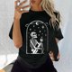 thumbnail image 1 of Puntoco Mujer Damas Mangas con hombros caídos Camiseta de manga corta suelta con estampado de calavera retro desgastado Puntoco Puntoco-4392, 1 of 6