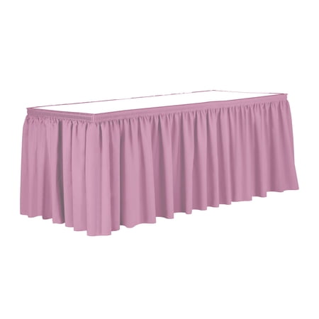 Ultimate Textile 17 ft. Shirred Pleat Polyester Table Skirt - 36 Counter Serving Height Pink Balloon