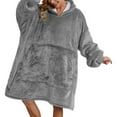 thumbnail image 2 of Sherpa Hoodie Sweatshirt Blanket, Plush Pullover Blanket with Hood, Oversized Hoodie Hooded Pullover Women's Blanket Hoodie Grey, 2 of 6