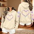 thumbnail image 5 of Staron Women's Hoodie Hooded Long Sleeve Graphic Hearts Casual Crewneck Sweatshirt Loose Cute Pullover Hoodies Tops Beige M, 5 of 6