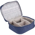 thumbnail image 1 of Organizador Electrónico de Viaje, Bolsa de Almacenamiento Multifuncional con Compartimentos Ajustables, Transporte Portátil para Cargador Cable, Mouse, Auriculares, Power Bank, Azul Marino, 1 of 4