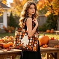 thumbnail image 6 of Halloween Quilted Tote Bag,Reusable Shopping Tote Large Capacity Trick or Treat Bag Fall Gift for Women Daily Commute Travel Shoulder Strap Handbag, 6 of 6