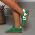 thumbnail image 5 of Low Top Lace-Up Shoes, Suede Fashion Sneakers, Women's Fashion Sneakers Trendy Comfortable Cute Lace-Up Shoes Tennis Work Ladies Shoes Casual Classic Retro Non Slip Lightweight Sneakers, Green 7.5, 5 of 8