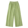 thumbnail image 6 of Inleife Women's Gingham Checkered Relaxed Fit Pants Elastic Waist Lounge Trousers with Pockets, 6 of 6