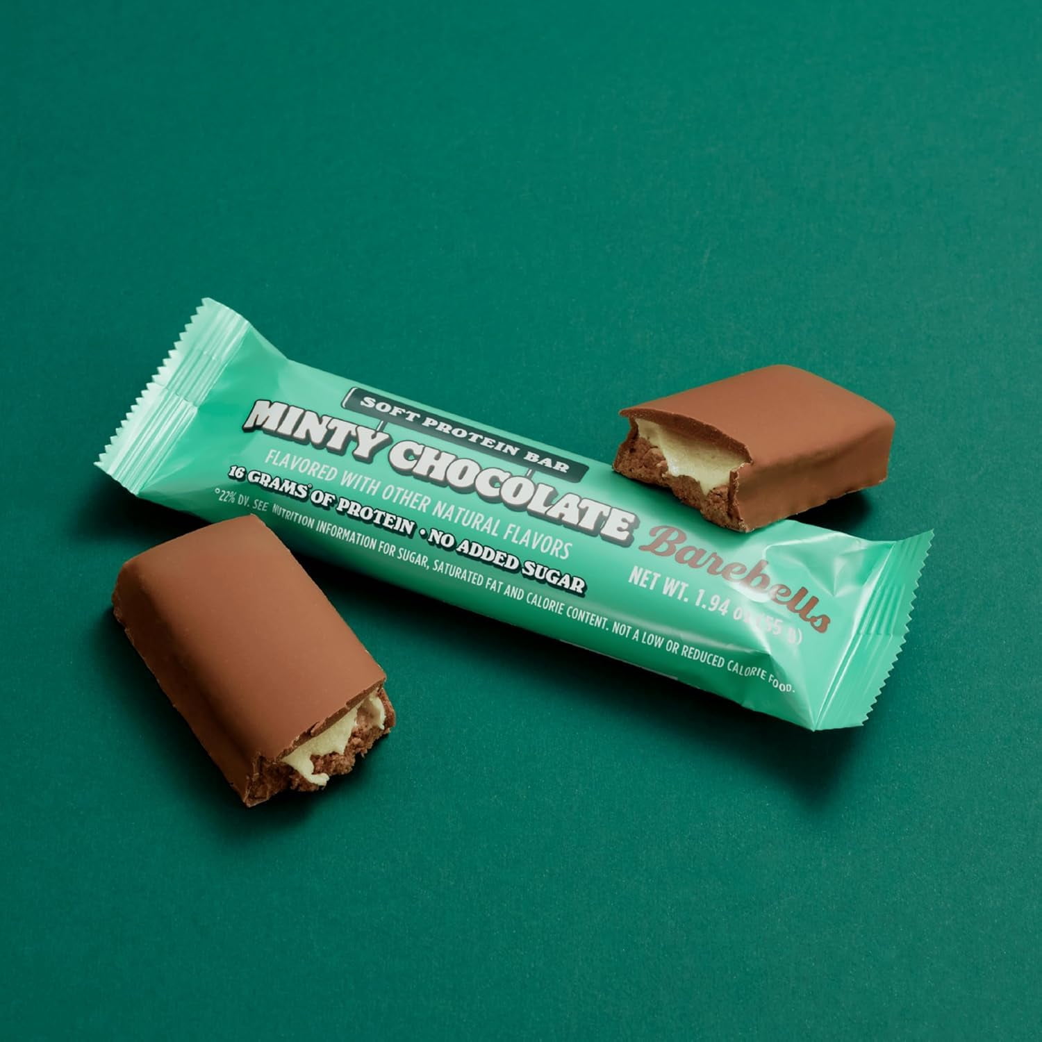 Barebells Soft Protein Bars Minty Chocolate - 24 Bars (2 Packs of 12) -16g High Protein Treats - Chocolate Nutrition Bar with 1g Total Sugars - On The Go Breakfast or Post-Workout Snack