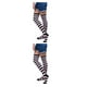 thumbnail image 2 of Qarigey 2 piezas de rayas de talla grande hasta el muslo calcetines transpirables cómodos fáciles de combinar sin manguera medias rosa negro rosa negro a rayas 2Conjunto, 2 of 6