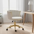 thumbnail image 2 of HOMCOM Office Chair, Swivel Vanity Chair with Woven Back, Cream White, 2 of 10
