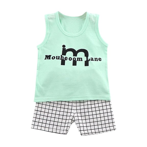 TAGOLD Toddler Girls Boys Summer Blouses Shirts Sets,Baby Boys And Girls Spring Children's Set Thin Sleeveless Shorts Set