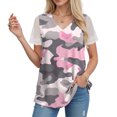 thumbnail image 6 of TTUHYWXI Casual V Neck T Shirts for Women Lace Short Sleeve Curved Hem Tops Loose Fit (Pink, XL), 6 of 7