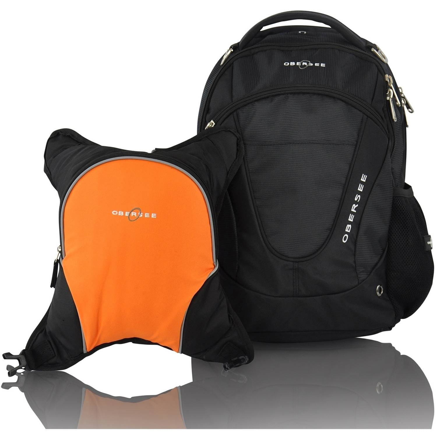 Obersee Oslo Diaper Bag Backpack and Cooler, Black/Orange Deal