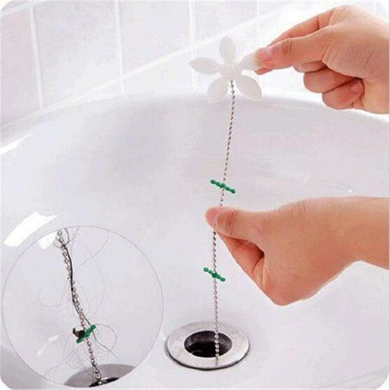 Drain Hair Catcher - Disposable Flower Shower Hair Cleaning Chain, Drain  Clog Remover, Tool for Drain Cleaning - Never Clean a Clogged Drain Again  (10 Pack) (White) 