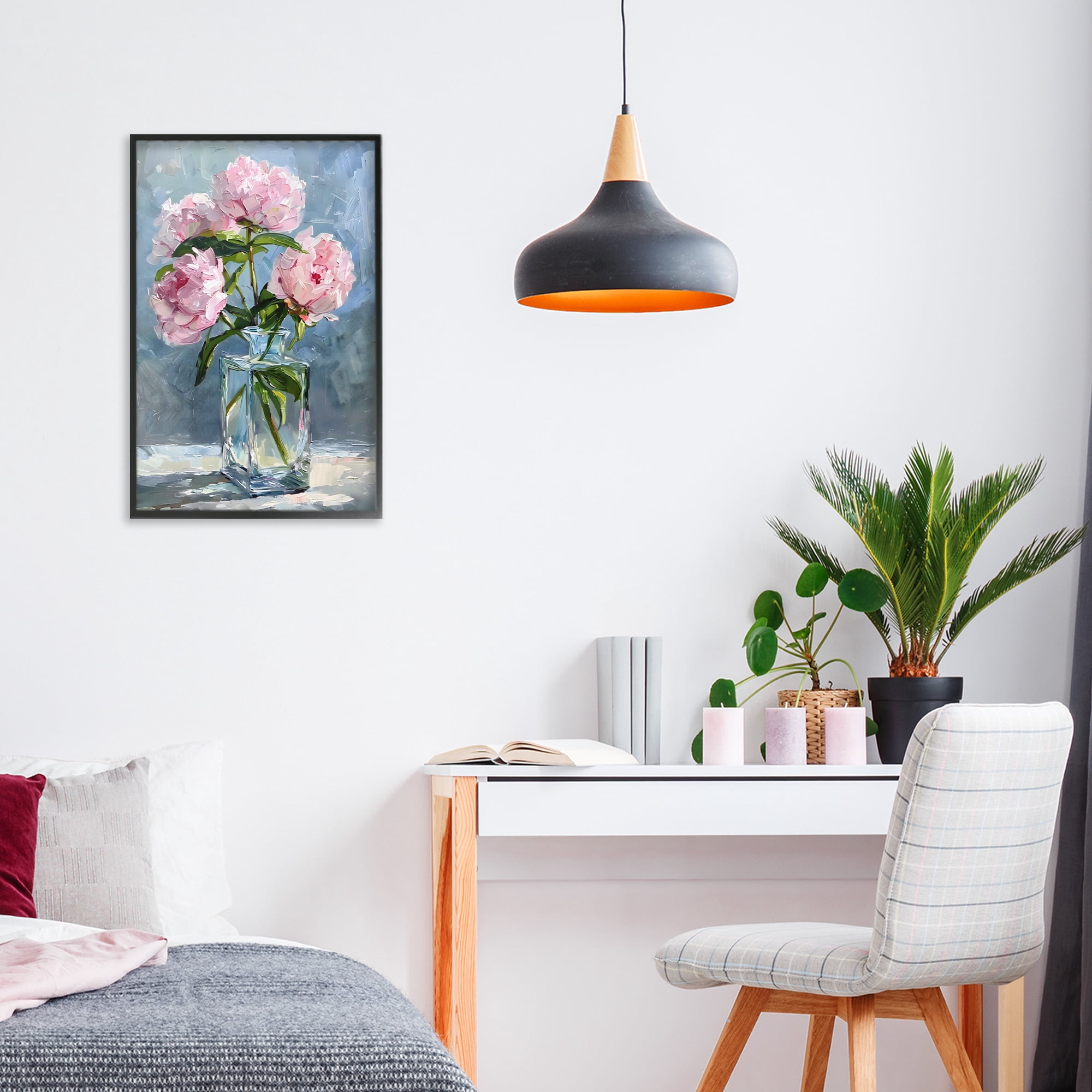 Stupell Industries Beautiful Pink Pastel Peonies Black Framed Giclee Art, design by Creative Studio