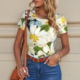 thumbnail image 6 of KLL Women 's Crew Neck Bodysuit Jumpsuits Bees Collecting Nectar Print Short onesies Stretch T Shirts, 6 of 7