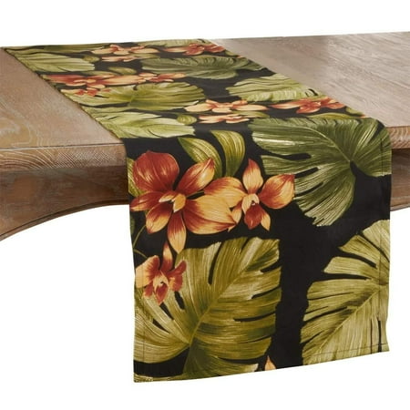 

Bold Tropical Palm Leaf Flower Design Table Runner 16 x 72 Inch